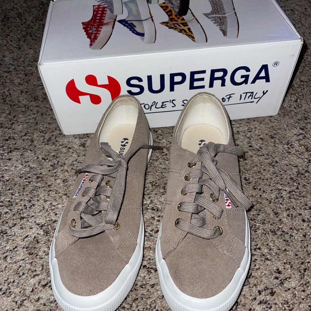 Superga Tan Suede Sneakers